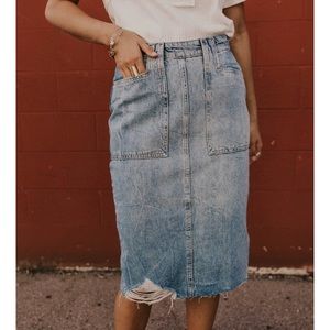 Free People denim pencil skirt